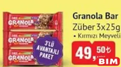 ZÜBER GRANOLA BAR KIRMIZI MEYVELİ 3X25 G